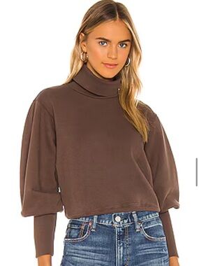 Agolde Ribbed Turtleneck Sweater in Mauve Brown